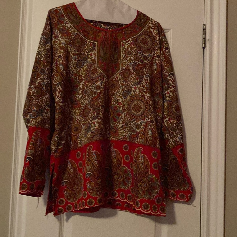 100% silk loose fitting tunic style shirt